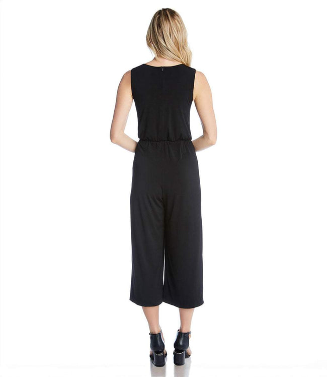 Karen Kane Black Petite Size Tie-Front Travel Jumpsuit Karen Kane
