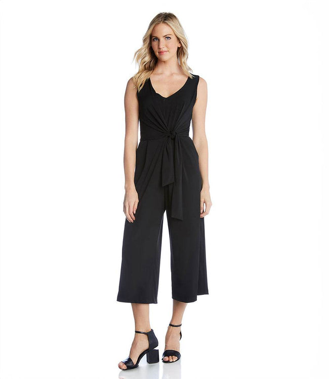 Karen Kane Black Petite Size Tie-Front Travel Jumpsuit Karen Kane