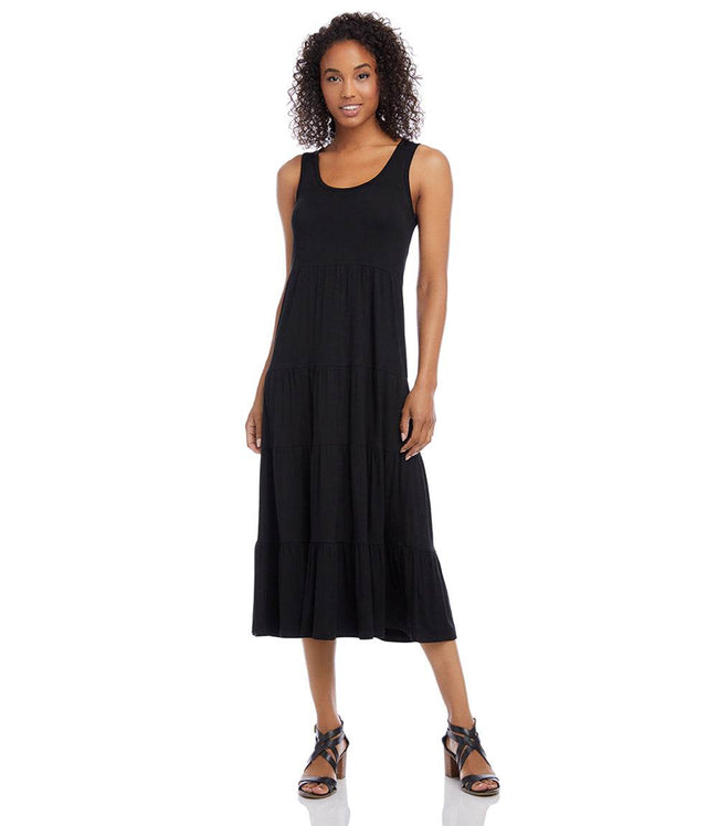 Karen Kane Black Petite Size Tiered Midi Dress Karen Kane