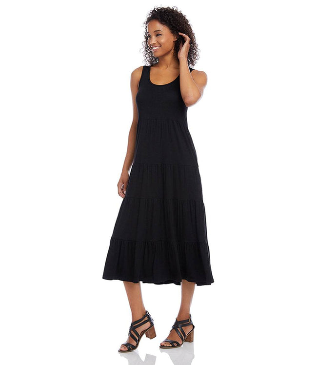 Karen Kane Black Petite Size Tiered Midi Dress Karen Kane