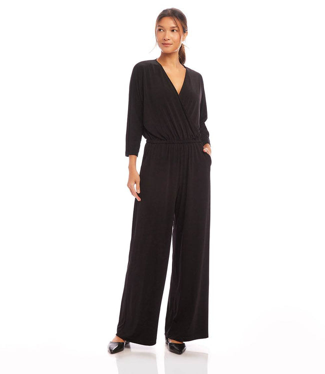Karen Kane Black Petite Size Travel Jersey Jumpsuit Karen Kane