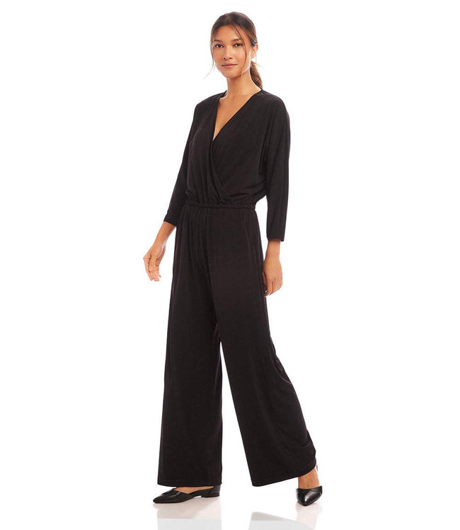 Karen Kane Black Petite Size Travel Jersey Jumpsuit Karen Kane