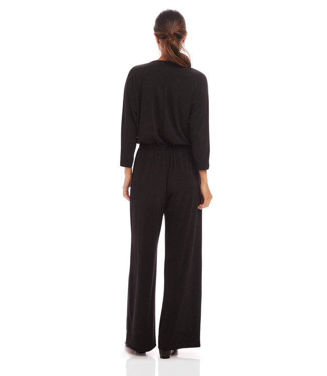 Karen Kane Black Petite Size Travel Jersey Jumpsuit Karen Kane