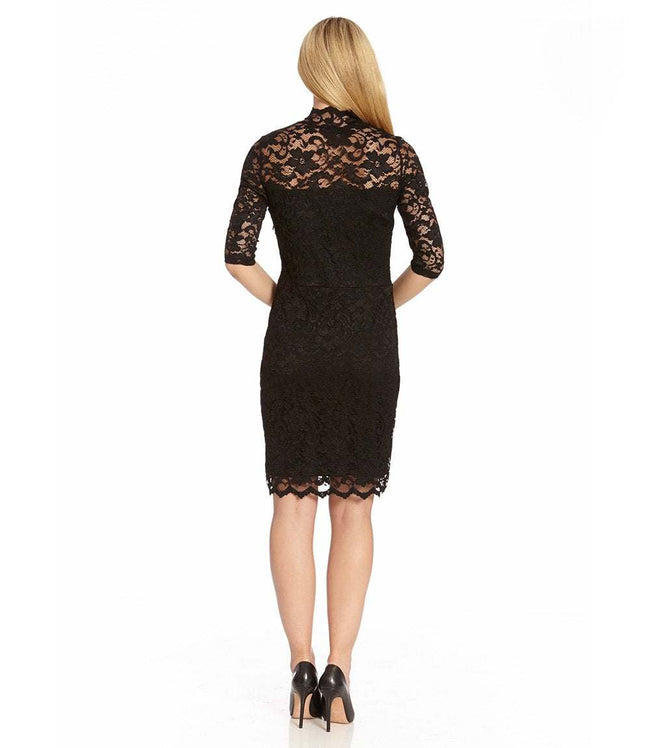 Karen Kane Black Petite Size V-Neck Scallop Lace Dress Karen Kane