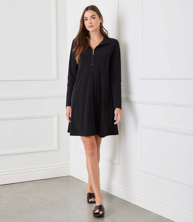 karen kane Black Petite Size Zip-Up Travel Dress Karen Kane