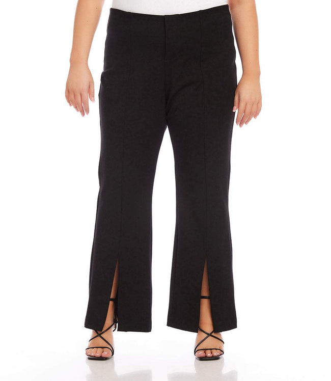 karen kane Black Plus Size Front Slit Pants Karen Kane