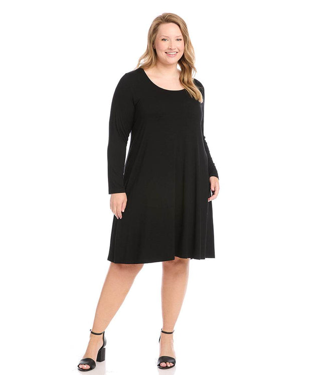 Karen Kane Black Plus Size Long Sleeve Maggie Dress Karen Kane