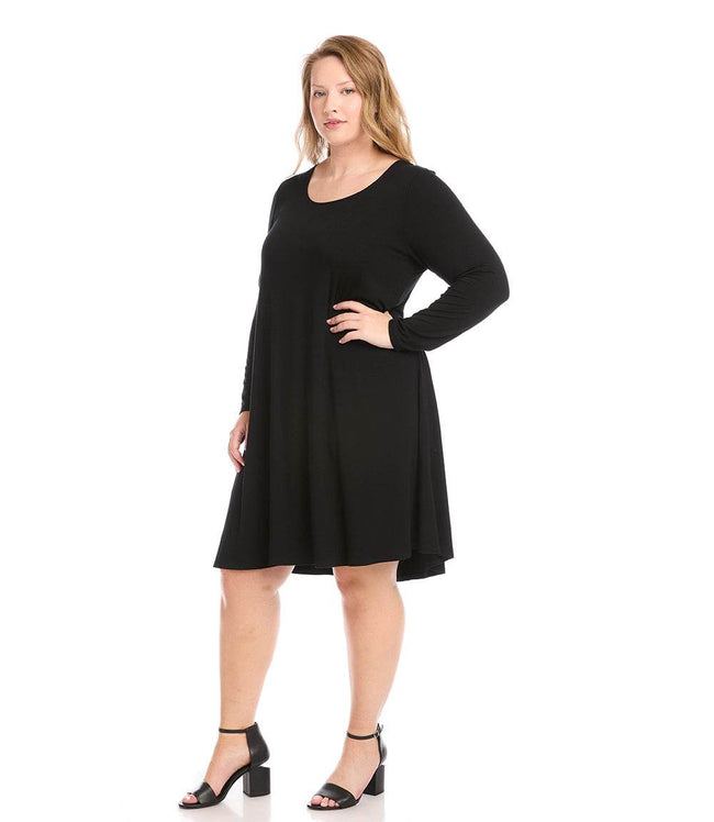 Karen Kane Black Plus Size Long Sleeve Maggie Dress Karen Kane