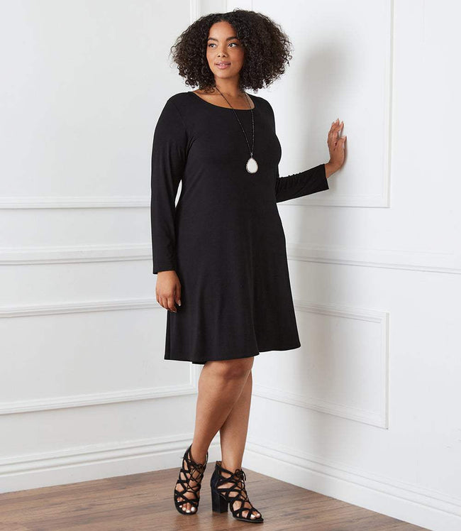 karen kane Black Plus Size Long Sleeve Maggie Dress Karen Kane