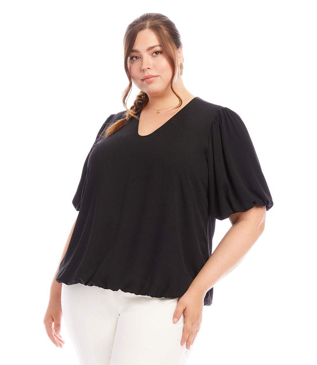 Karen Kane Black Plus Size Puff Sleeve Top Karen Kane