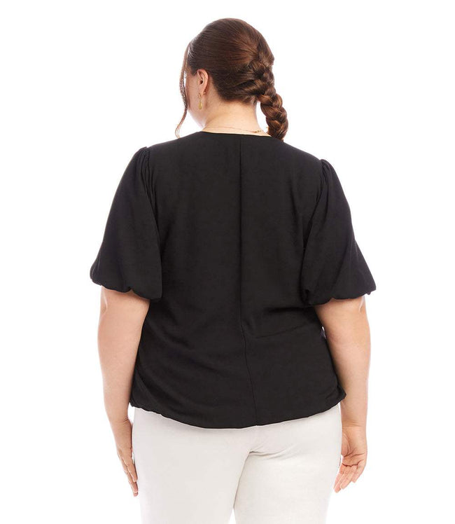 Karen Kane Black Plus Size Puff Sleeve Top Karen Kane