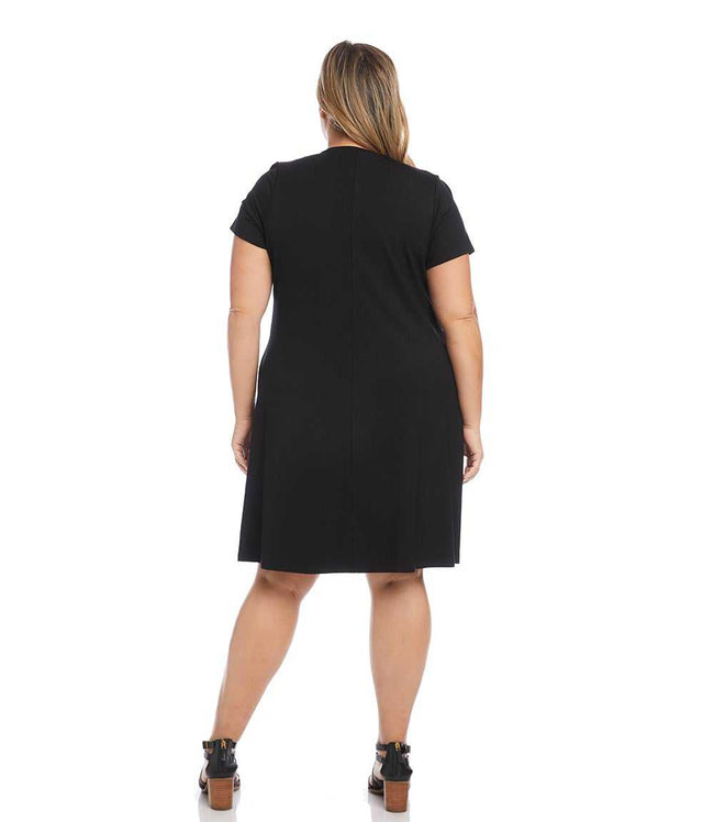 Karen Kane Black Plus Size Quinn V-Neck Pocket Dress Karen Kane