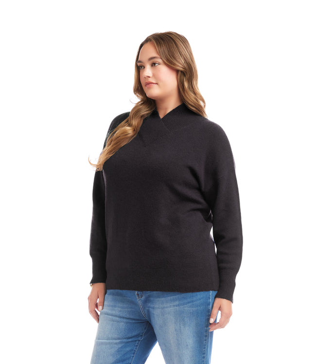 Karen Kane Black Plus Size Shawl Collar Sweater Karen Kane