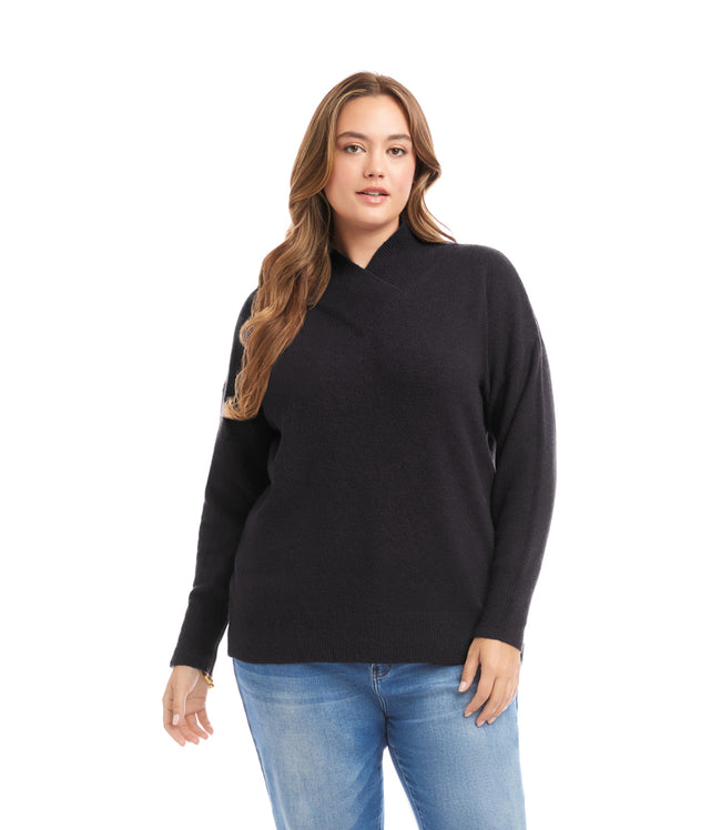 karen kane Black Plus Size Shawl Collar Sweater Karen Kane