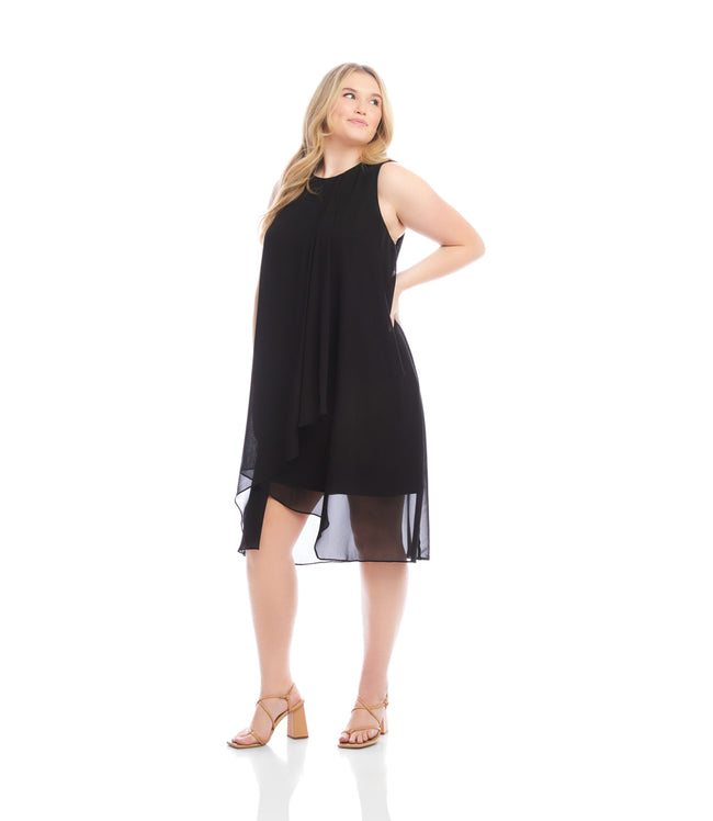 Karen Kane Black Plus Size Sleeveless Draped Crossover Dress Karen Kane