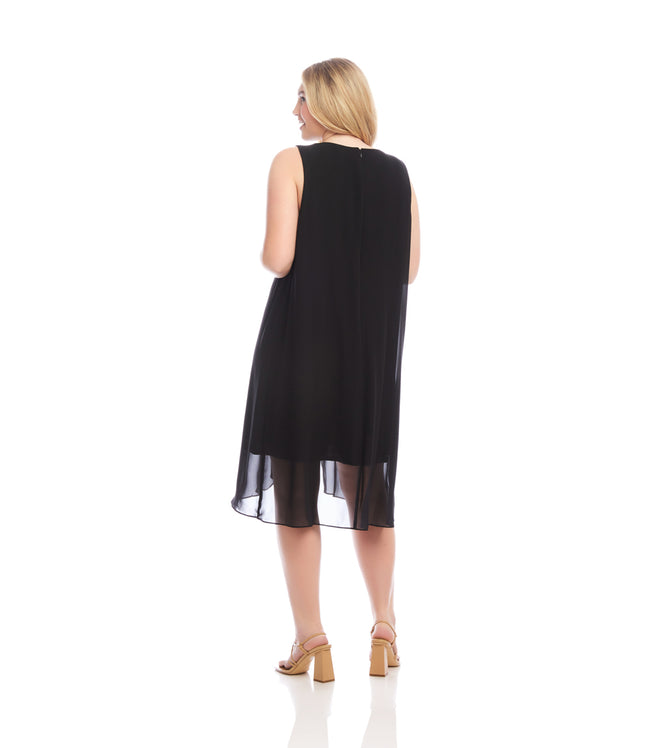 Karen Kane Black Plus Size Sleeveless Draped Crossover Dress Karen Kane