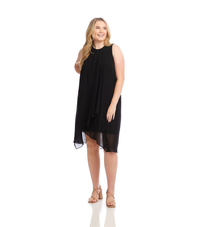 karen kane Black Plus Size Sleeveless Draped Crossover Dress Karen Kane