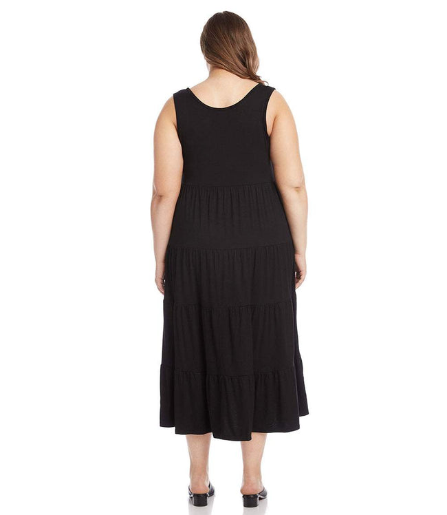 Karen Kane Black Plus Size Tiered Midi Dress Karen Kane