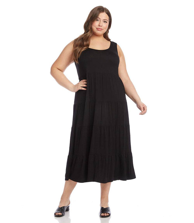Karen Kane Black Plus Size Tiered Midi Dress Karen Kane