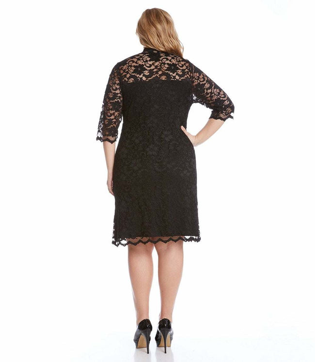 Karen Kane Black Plus Size V-Neck Scallop Lace Dress Karen Kane