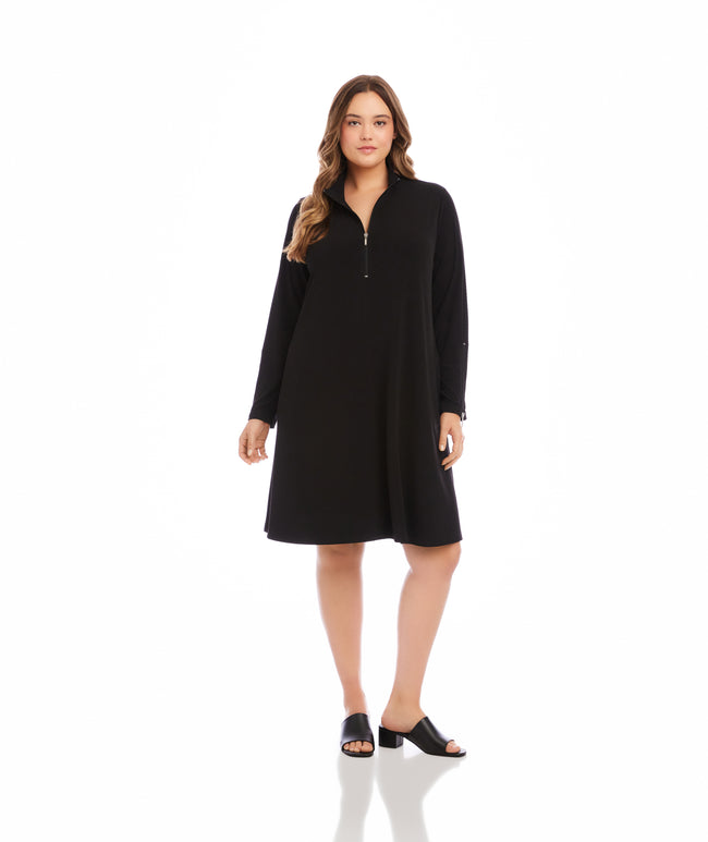 karen kane Black Plus Size Zip-Up Travel Dress Karen Kane karen kane Black Plus Size Zip-Up Travel Dress Karen Kane