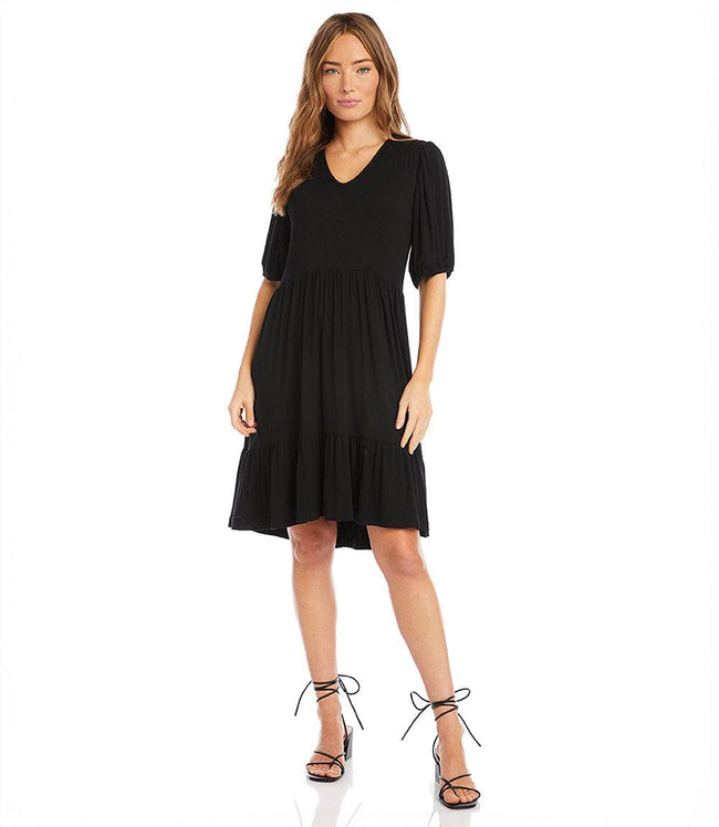 Karen Kane Black Puff Sleeve Tiered Dress Karen Kane
