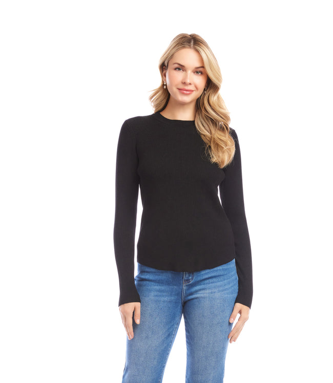 karen kane Black Ribbed Crewneck Sweater Karen Kane