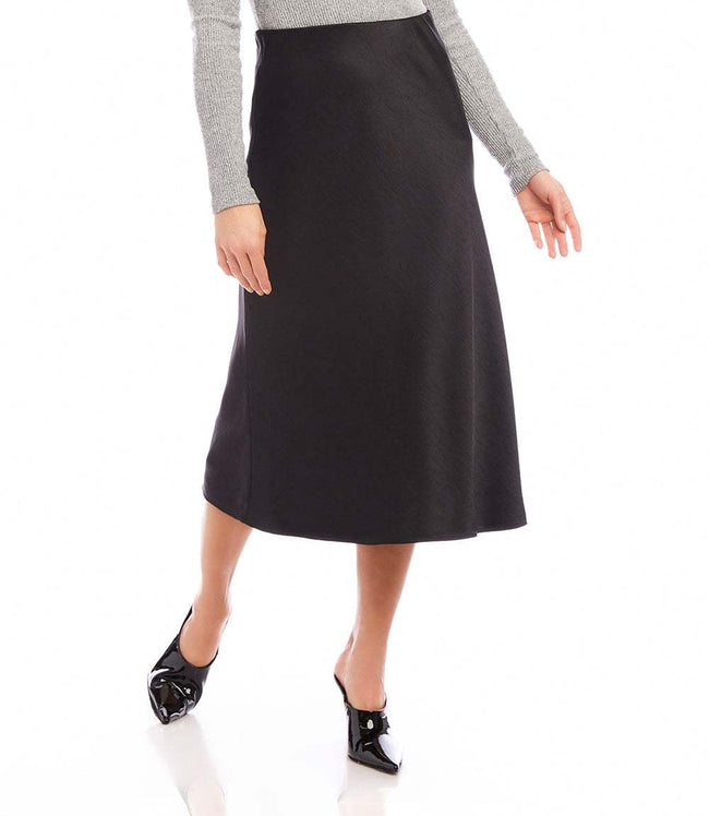 Karen Kane Black Satin Bias Cut Midi Skirt Karen Kane