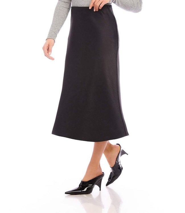 Karen Kane Black Satin Bias Cut Midi Skirt Karen Kane