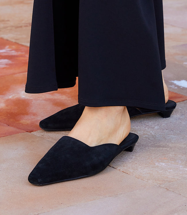 Karen Kane Black Seychelles Mocktail Kitten Heel Mules Karen Kane