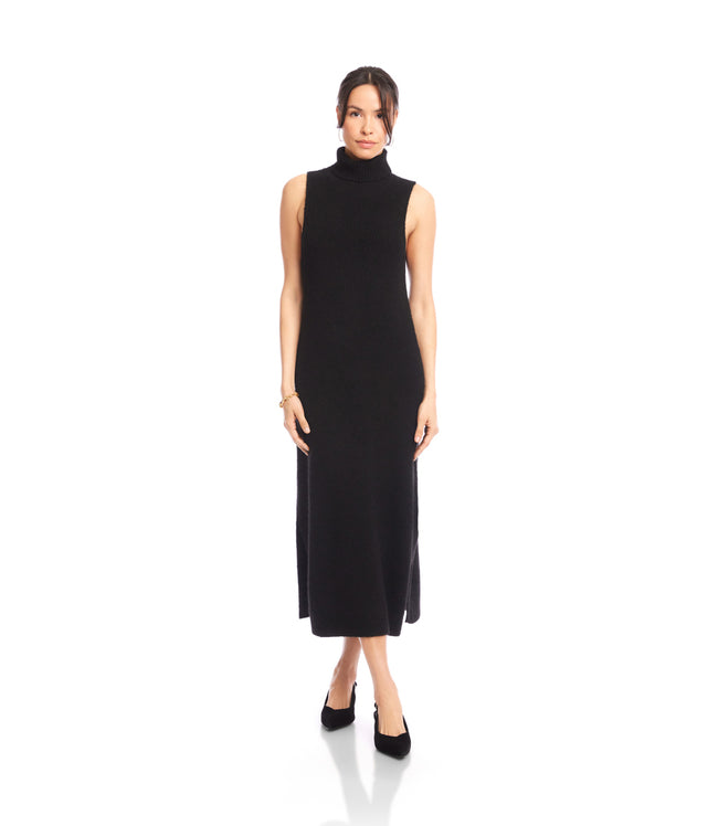 Karen Kane Black Sleeveless Turtleneck Sweater Dress Karen Kane