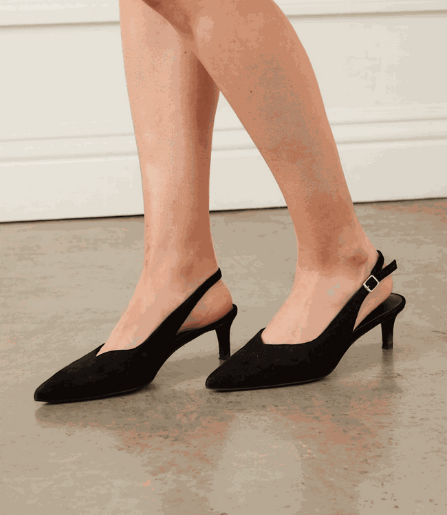 karen kane Black Slingback Stacked High Heels Karen Kane