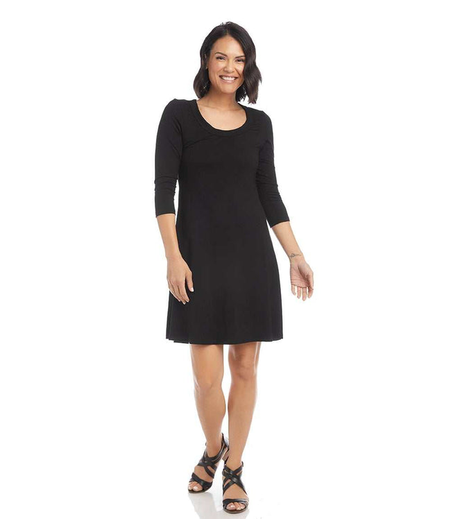 Karen Kane Black Three Quarter Sleeve A-Line Dress Karen Kane