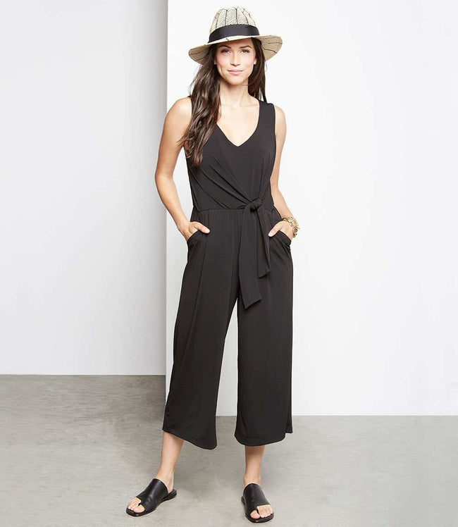 Karen Kane Black Tie-Front Travel Jumpsuit Karen Kane