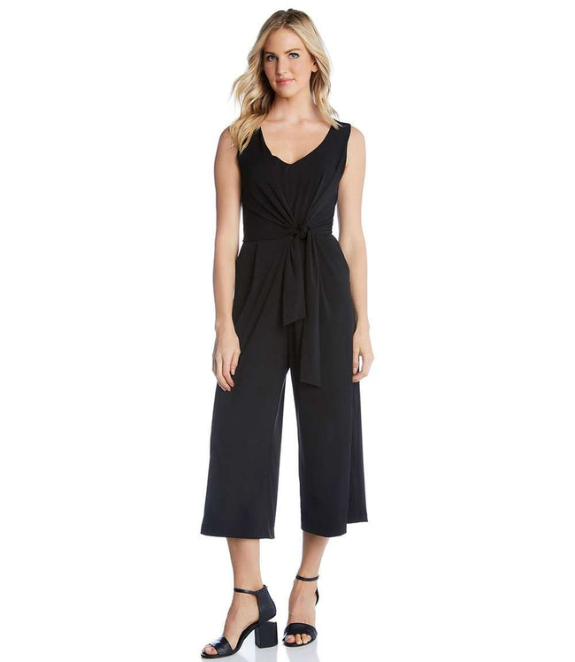 Karen Kane Black Tie-Front Travel Jumpsuit Karen Kane