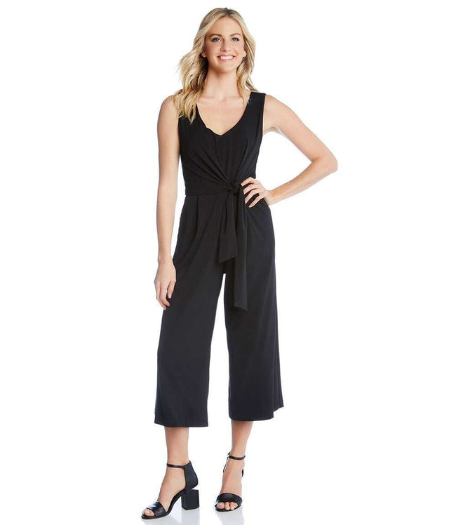 Karen Kane Black Tie-Front Travel Jumpsuit Karen Kane