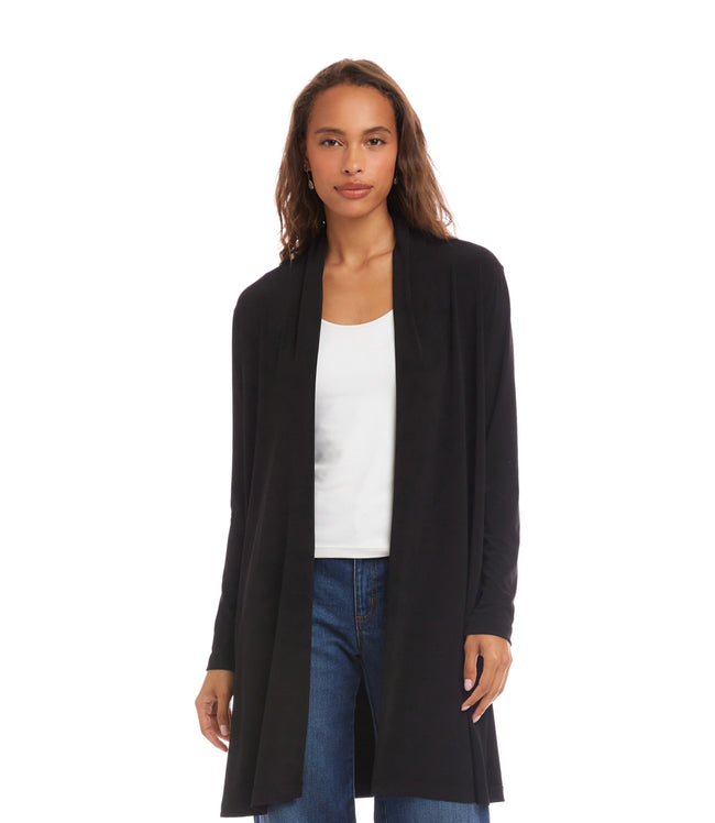 Karen Kane Black Travel Jersey Adjustable Zip Jacket Karen Kane