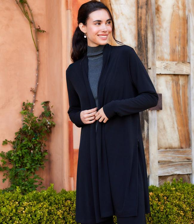 karen kane Black Travel Jersey Adjustable Zip Jacket Karen Kane