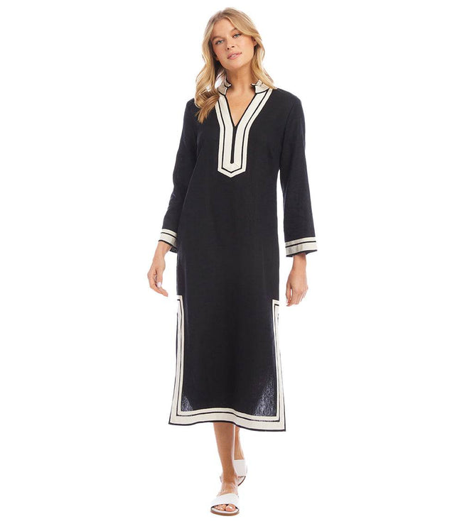 Karen Kane Black With Cream Petite Size The St. Tropez Midi Dress Karen Kane