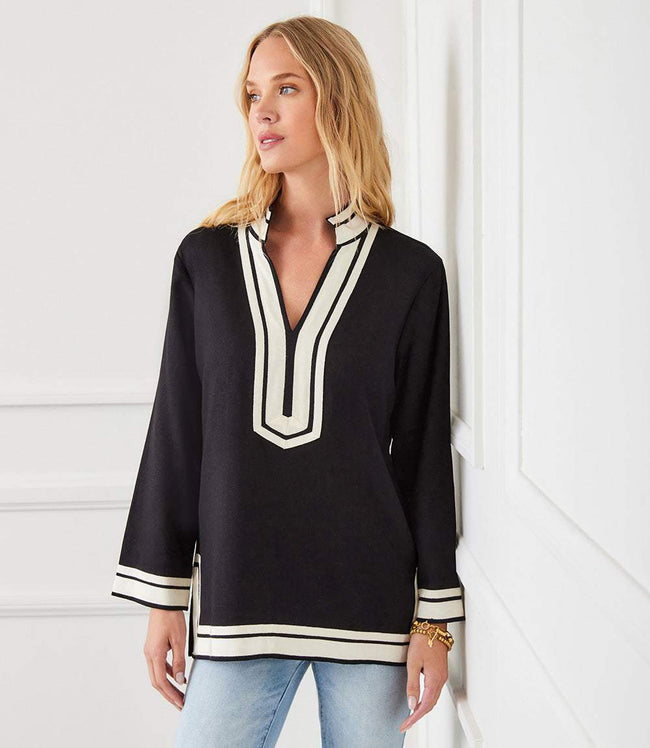 Karen Kane Black With Cream The St. Tropez Tunic Karen Kane