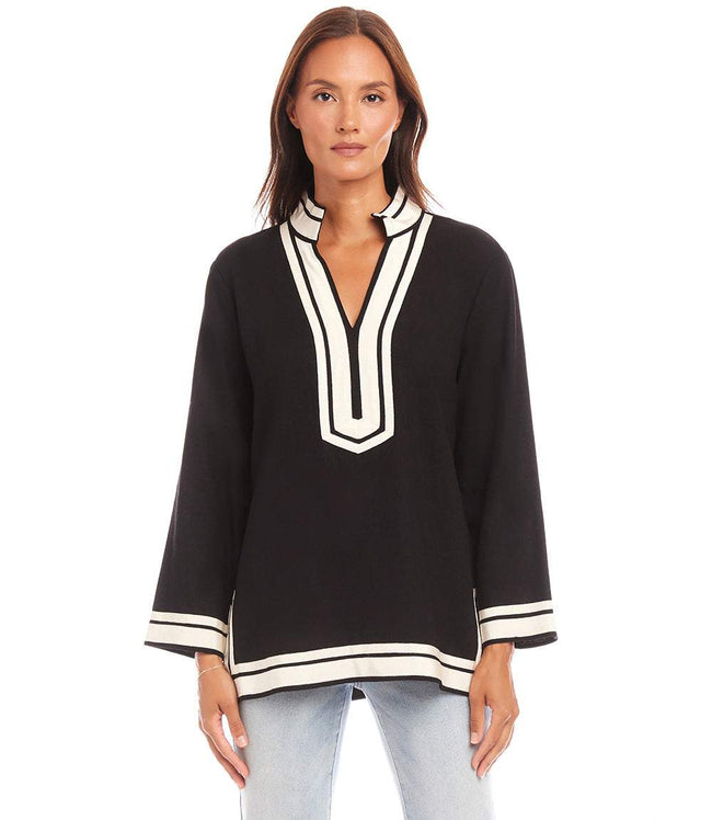 Karen Kane Black With Cream The St. Tropez Tunic Karen Kane