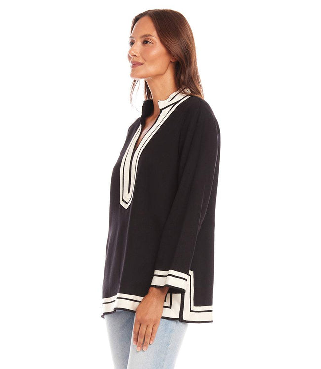 Karen Kane Black With Cream The St. Tropez Tunic Karen Kane