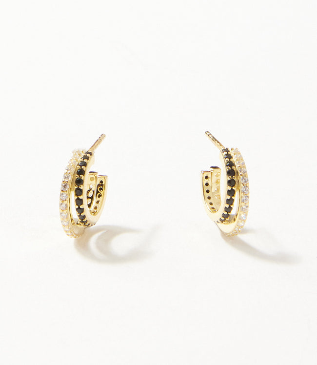 Karen Kane Black With Gold Twin Huggie Earrings Karen Kane