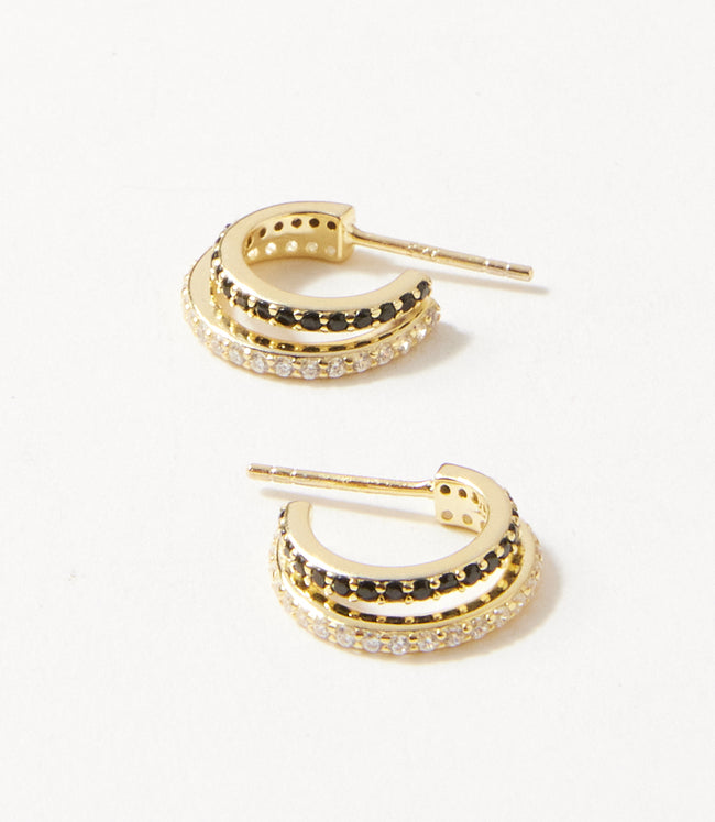 karen kane Black With Gold Twin Huggie Earrings Karen Kane