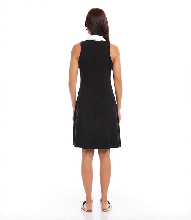Karen Kane Black With White Contrast Placket Dress Karen Kane