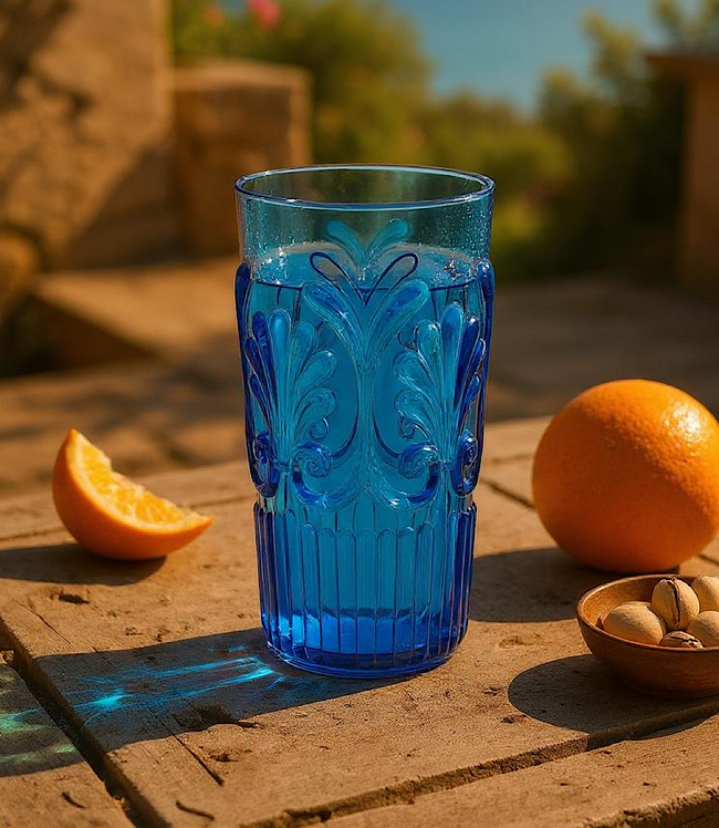 Karen Kane Blue Acrylic Fleur Drinking Glass Karen Kane