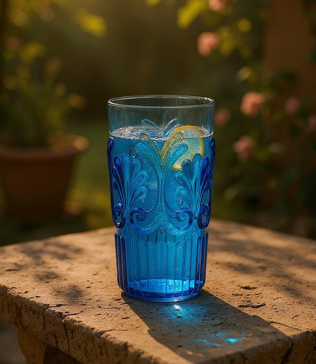 Karen Kane Blue Acrylic Fleur Drinking Glass Karen Kane