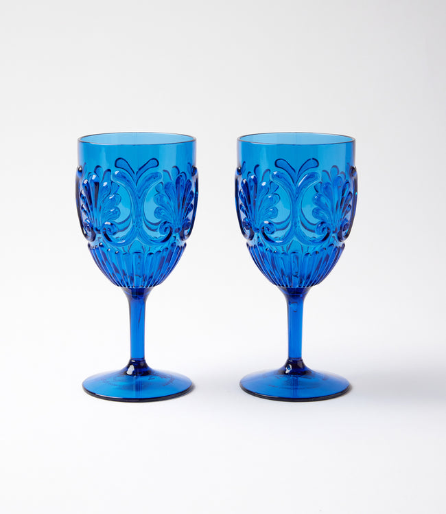Karen Kane Blue Acrylic Fleur Wine Glass Karen Kane