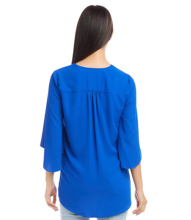 Karen Kane Blue Bracelet Sleeve Asymmetric Top Karen Kane