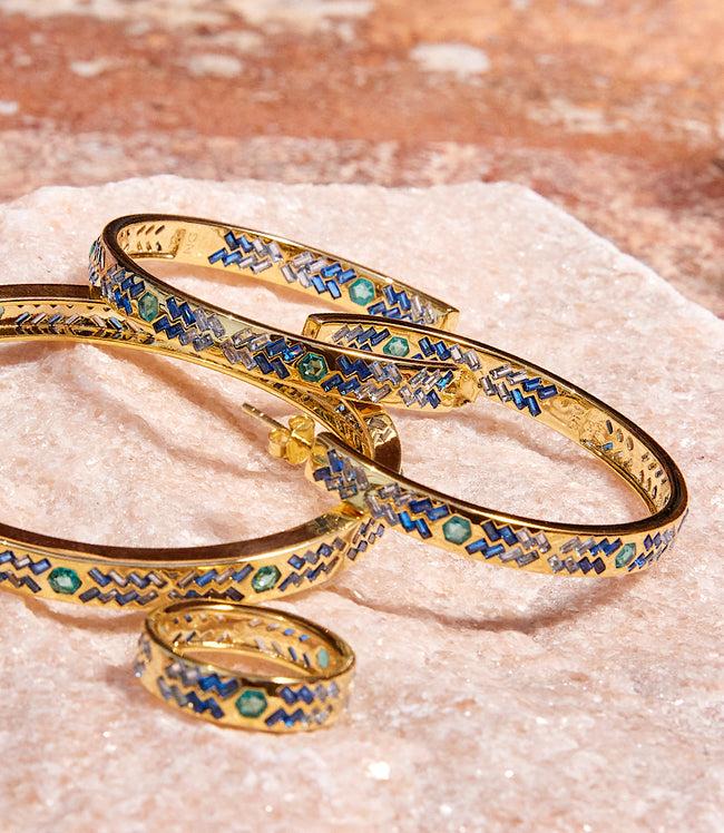 Karen Kane Blue Crystal Inlay Hoop Earrings Karen Kane